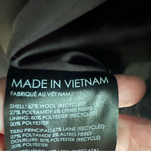 Club Monaco Manteaux Black & Navy Slim Tailored Coat in Houndstooth Size L NWT - Picture 7 of 12